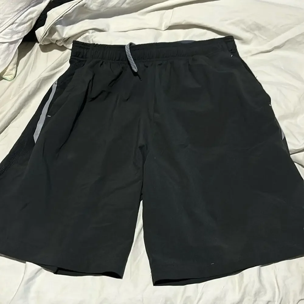adidas L black climalite drawstring closure grey reflective accents pockets euc